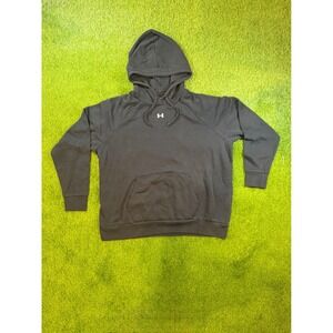 Under Armour Mens Rival Fleece Hoodie Black Raglan Sweatshirt 2XL